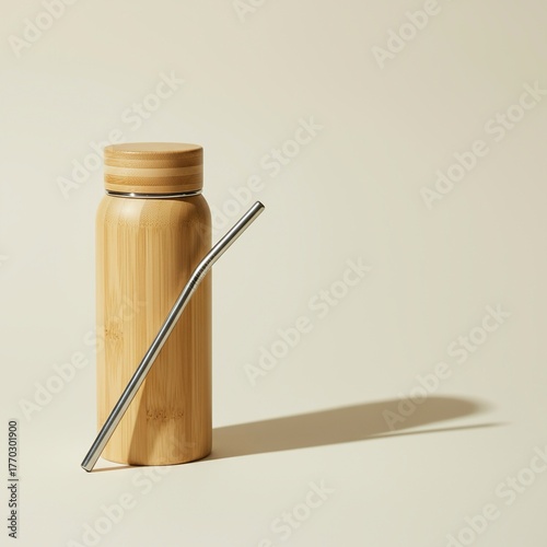 AESTHETIC BAMBOO BOTTLE WITH REUSABLE STEEL STRAW