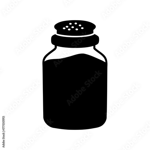 Monochrome Illustration of a Classic Salt Shaker with a Perforated Lid