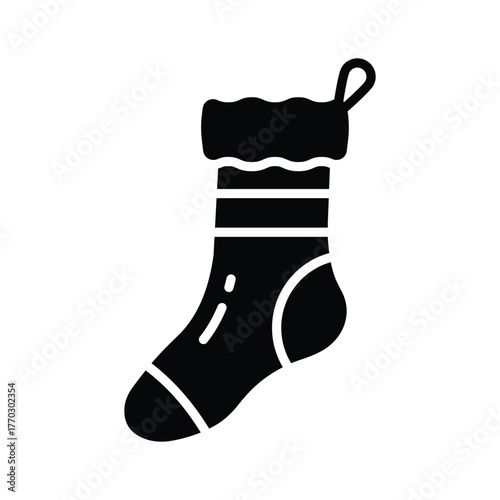 Christmas sock icon creatively designed in glyph style