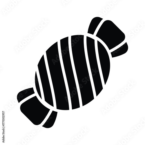 Brightly wrapped candy glyph icon, a sweet treat for the holiday season