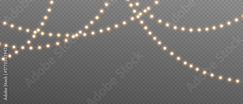 Christmas lights. Vector Christmas garland on an isolated transparent background. Light, light garland PNG.