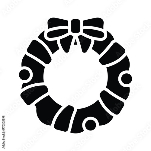 Creatively designed amazing glyph icon of christmas wreath