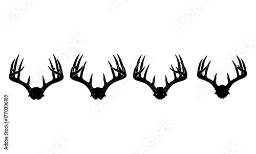Set of deer antler silhouettes majestic wildlife horns nature forest animal head shapes