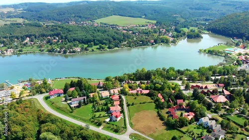 Drone aerial footage from a Hungarian landscape, near the small village Orfu