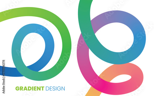 Vibrant abstract swirling gradient lines creating a dynamic and fluid artistic design on a white background