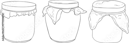 Vector line objects of jars, perfect for farming, gardening, or rustic design projects.