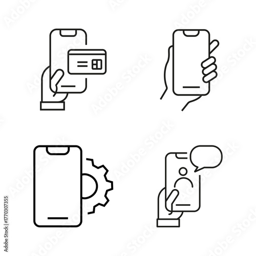 online medical insurance line icon, phone in hand vector. Hand holding smartphone with dislike message, dislike button. Modern concept. Smartphone and cellphone icon. Flat design vector illustration. 