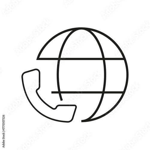 vector illustration of a telephone with a globe. Call icon vector illustration. telephone sign and symbol. phone icon. contact us. phone icon, phone line art - simple line art of phone.