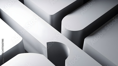 Minimal White Geometric Background with Soft Shadows