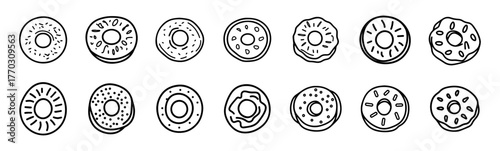 Doughnut Line Icon Set. Sweet Treat Line Icons – Donut Illustration Set.