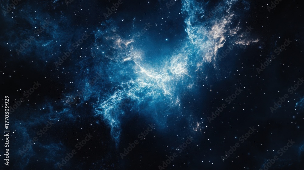 Naklejka premium Beautiful Cosmic Nebula with Bright Stars and Deep Space Background