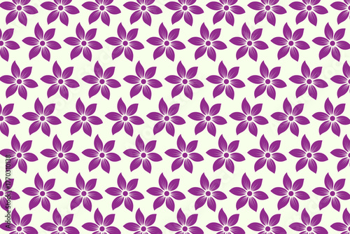 Seamless Floral Pattern with Purple Flowers on Light Background – Vector Decorative Design