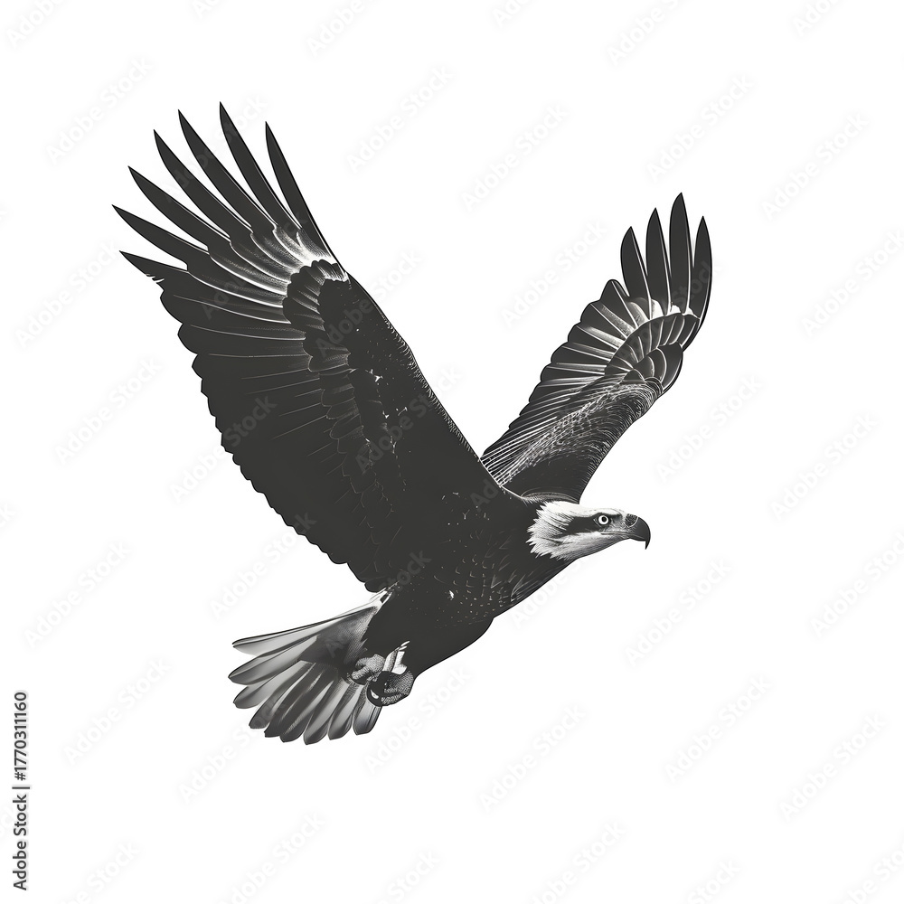 Obraz premium Bald eagle in flight isolated on transparent background