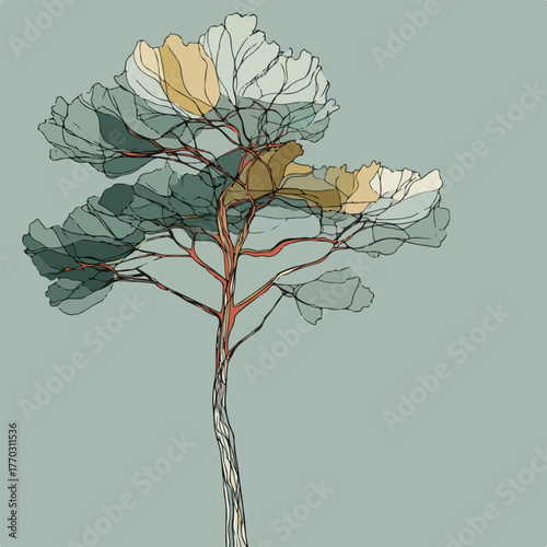 Simplistic Tree Illustration in Muted Tones