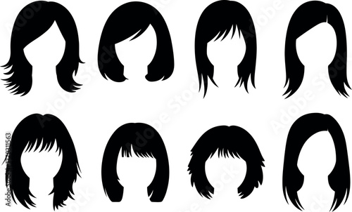 Different hair styles haircuts for women fashion beauty concept vector illustration