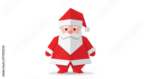 Santa Claus character vector illustration in a modern flat origami style. 