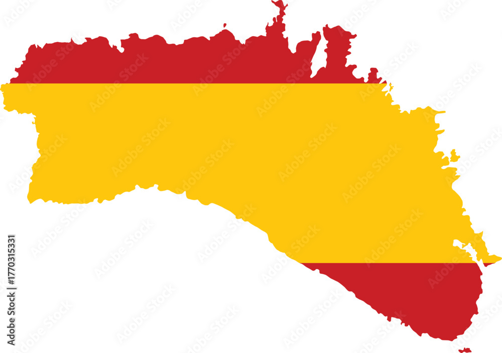 Fototapeta premium Silhouette of Menorca Island in colors of the Spain flag