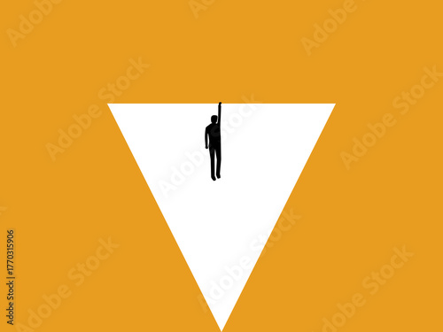 Crisis, businessman falls off a cliff