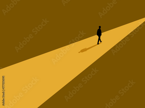 Businessman sees light at the end of the corridor