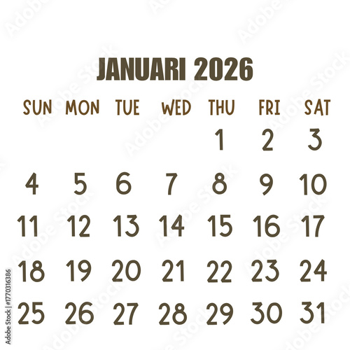 Calendar 2026 transparant background january February march April may june July August September October November December 