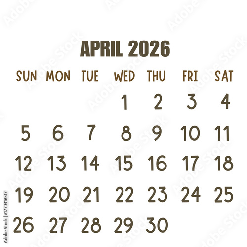 Calendar 2026 transparant background january February march April may june July August September October November December 