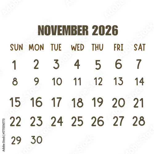 Calendar 2026 transparant background january February march April may june July August September October November December 