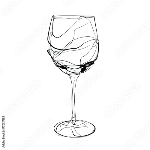 Minimalist Wine Glass Illustration in Monochrome