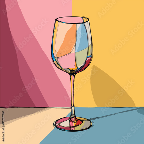 Elegant Wine Glass with Subtle Pastel Highlights