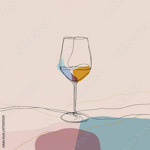Elegant Wine Glass with Soft Pastel Accents