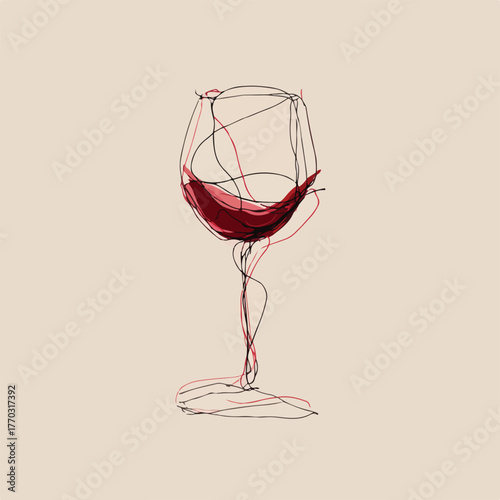 Elegant Wine Glass Accentuated in Red