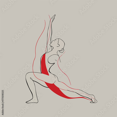 Minimalist Yoga Pose with Red Accent