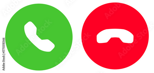 Call accept and decline icons on transparent background