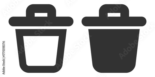 Trash bin icons set. Delete remove garbage container symbols. Vector on transparent background
