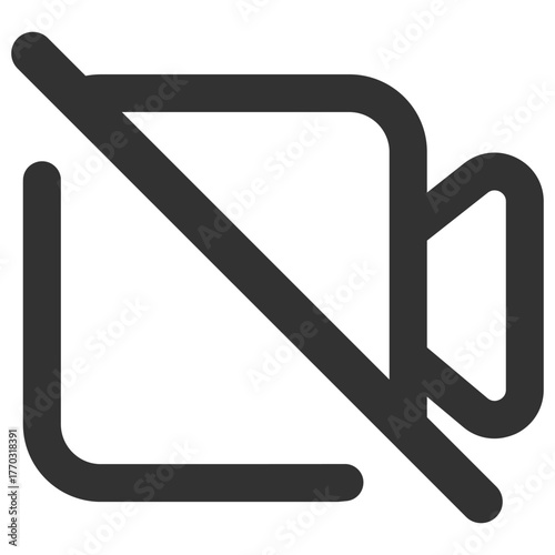 Video camera off icon. Disabled video privacy symbol. Vector on transparent background