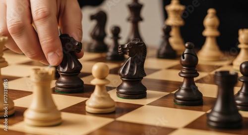 Chess Game Knights Gambit Strategic Play.