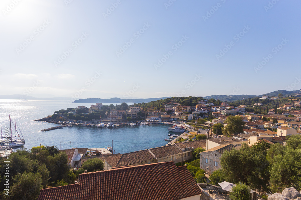 Obraz premium Scenic view of the coastal village of Kassiopi in Corfu, Greece
