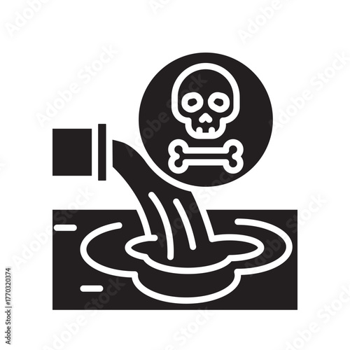 water pollution from pesticides black line icon for digital and print projects.