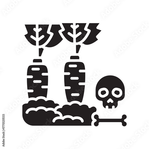 pesticide polluted soil black line icon for digital and print projects.