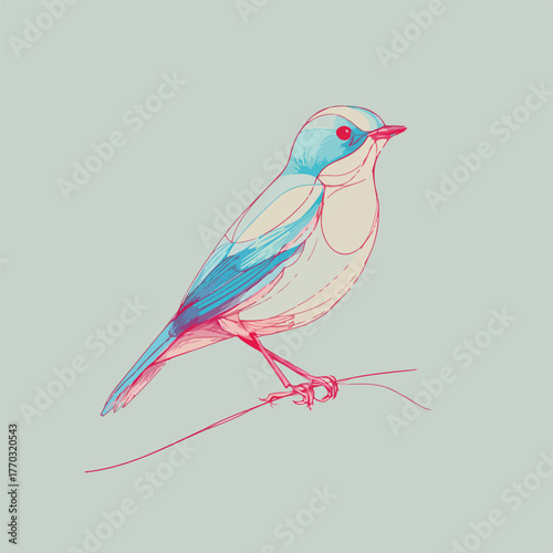 Minimalist Bird Line Art Illustration