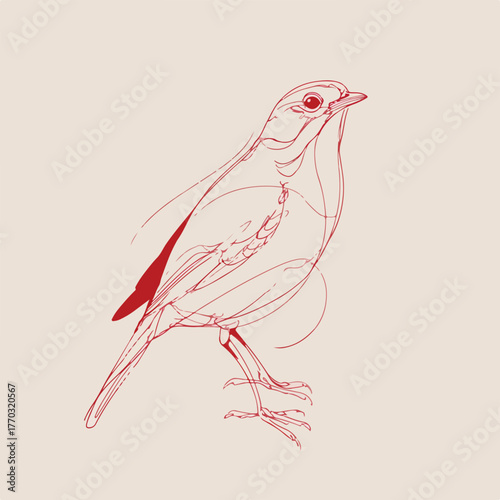 Minimalist Bird Line Art Vector Illustration
