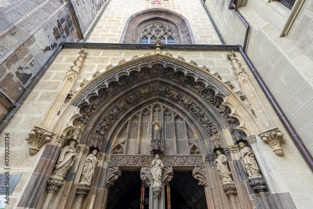 Fototapeta premium Hronsky Benadik Abbey Basilica main entrance architectural details