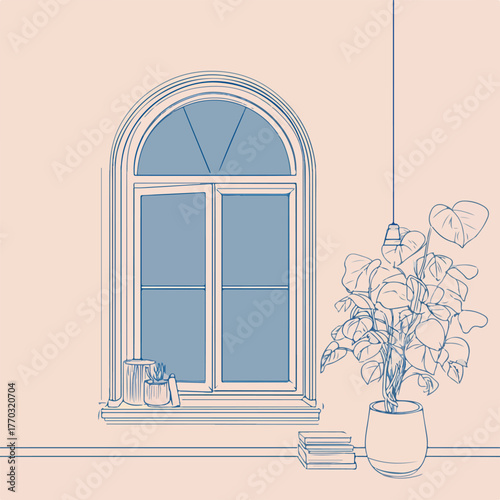 Minimalistic Window Vector Design Sketch