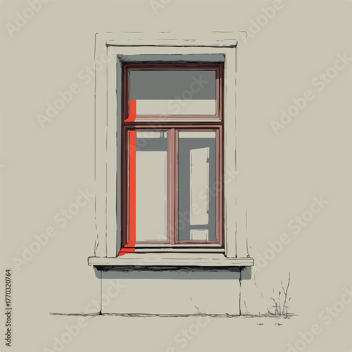 Minimalist Window Design with Red Accent