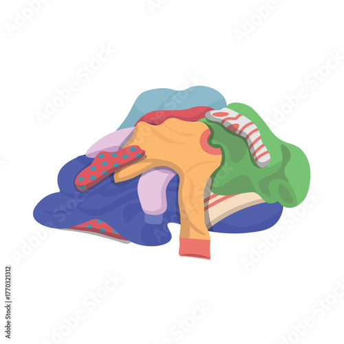 Big wash. Sorting laundry. A big pile of dirty laundry.