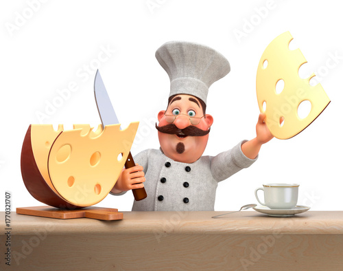 3d illustration cook with cheese