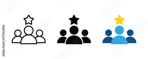 Leadership icon. Visionary leadership icon with peoples and star.