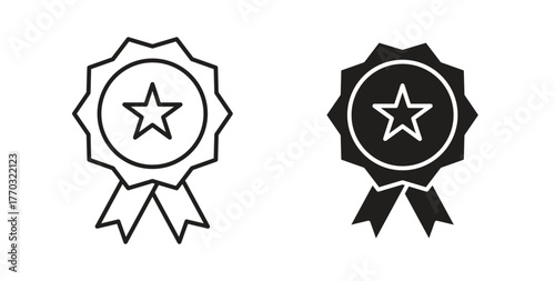 Badge icon with line and silhouette versions.