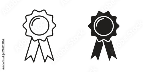Badge icon with line and silhouette versions.