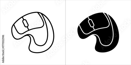 Outline and silhouette of a computer mouse