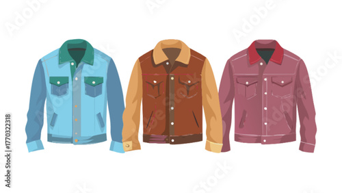 blue shirt and a jacket